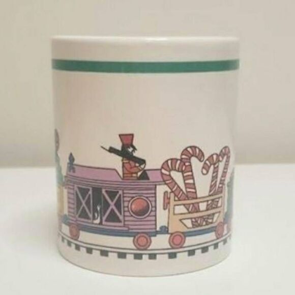Vintage The Love Mug Christmas Train with Candy Cane Handle Coffee Mug 1986 - Picture 4 of 7
